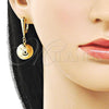 Oro Laminado Dangle Earring, Gold Filled Style Ball Design, Polished, Golden Finish, 02.282.0034
