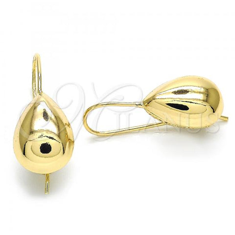 Oro Laminado Leverback Earring, Gold Filled Style Teardrop Design, Polished, Golden Finish, 02.163.0077