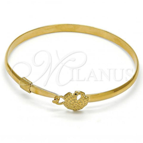 Oro Laminado Individual Bangle, Gold Filled Style Flower Design, Polished, Golden Finish, 07.192.0014.06 (12 MM Thickness, Size 6 - 2.75 Diameter)