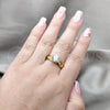 Stainless Steel Elegant Ring, with White Cubic Zirconia, Polished, Golden Finish, 01.63.0667.10