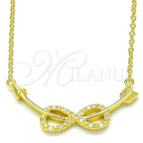 Sterling Silver Pendant Necklace, Infinite Design, with White Cubic Zirconia, Polished, Golden Finish, 04.336.0078.2.16