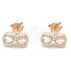 Sterling Silver Stud Earring, Infinite Design, with White Cubic Zirconia, Polished, Rose Gold Finish, 02.369.0035.1