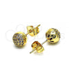 Oro Laminado Stud Earring, Gold Filled Style with Amethyst Micro Pave, Polished, Golden Finish, 02.156.0424.6