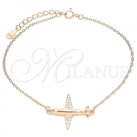 Sterling Silver Fancy Bracelet, with White Micro Pave, Polished, Rose Gold Finish, 03.336.0059.1.07