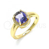 Oro Laminado Multi Stone Ring, Gold Filled Style with Amethyst Cubic Zirconia, Polished, Golden Finish, 01.284.0040.1.09