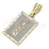 Oro Laminado Religious Pendant, Gold Filled Style San Judas Design, Polished, Tricolor, 05.351.0176