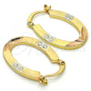 Oro Laminado Small Hoop, Gold Filled Style Diamond Cutting Finish, Tricolor, 02.102.0047.20