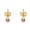 Oro Laminado Stud Earring, Gold Filled Style Evil Eye Design, Red Enamel Finish, Golden Finish, 02.213.0186.1 *PROMO*