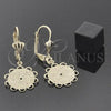 Oro Laminado Dangle Earring, Gold Filled Style Flower Design, Matte Finish, Golden Finish, 5.081.015