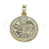 Gold Filled Religious Pendant, San Benito Design, Golden Finish, 5.199.022