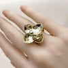 Oro Laminado Elegant Ring, Gold Filled Style Flower Design, Diamond Cutting Finish, Golden Finish, 01.213.0068