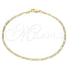 Oro Laminado Basic Anklet, Gold Filled Style Figaro Design, Polished, Golden Finish, 04.213.0239.10