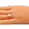 Oro Laminado Multi Stone Ring, Gold Filled Style with White Cubic Zirconia, Polished, Golden Finish, 01.210.0119.5.08