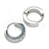 Stainless Steel Huggie Hoop, Matte Finish, Steel Finish, 02.384.0011.12
