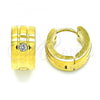 Stainless Steel Huggie Hoop, with White Crystal, Polished, Golden Finish, 02.384.0022.12