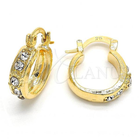 Oro Laminado Huggie Hoop, Gold Filled Style with White Cubic Zirconia, Polished, Golden Finish, 02.168.0032