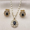 Oro Laminado Earring and Pendant Adult Set, Gold Filled Style Cluster Design, with Black and White Cubic Zirconia, Polished, Golden Finish, 10.196.0186