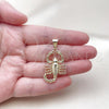 Oro Laminado Religious Pendant, Gold Filled Style Scorpion Design, Polished, Golden Finish, 05.120.0096
