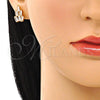 Oro Laminado Stud Earring, Gold Filled Style with White Cubic Zirconia, Polished, Golden Finish, 02.283.0051
