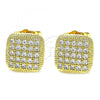 Oro Laminado Stud Earring, Gold Filled Style with White Cubic Zirconia, Polished, Golden Finish, 02.344.0049