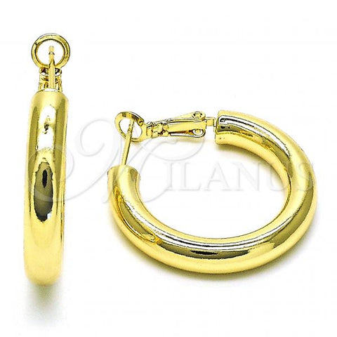 Oro Laminado Medium Hoop, Gold Filled Style Chunky Design, Polished, Golden Finish, 02.179.0005.30