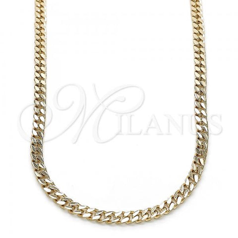 Oro Laminado Basic Necklace, Gold Filled Style Miami Cuban Design, Polished, Golden Finish, 04.213.0169.20