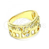 Oro Laminado Multi Stone Ring, Gold Filled Style Elephant Design, with White Cubic Zirconia, Polished, Golden Finish, 01.380.0002.08
