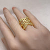 Oro Laminado Elegant Ring, Gold Filled Style Curb Design, Polished, Golden Finish, 01.196.0028