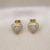 Oro Laminado Stud Earring, Gold Filled Style Strawberry Design, with White Cubic Zirconia, Polished, Golden Finish, 02.411.0034