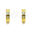 Stainless Steel Huggie Hoop, with White Crystal, Polished, Golden Finish, 02.384.0036.1.12