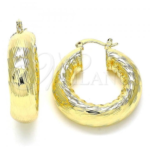 Oro Laminado Medium Hoop, Gold Filled Style Diamond Cutting Finish, Golden Finish, 02.163.0145.30