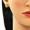Oro Laminado Stud Earring, Gold Filled Style with White Micro Pave, Polished, Golden Finish, 02.342.0129