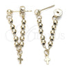 Oro Laminado Long Earring, Gold Filled Style Cross Design, Golden Finish, 5.219.013