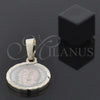 Oro Laminado Religious Pendant, Gold Filled Style Jesus Design, Diamond Cutting Finish, Tricolor, 05.163.0027.1