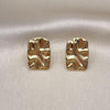 Oro Laminado Stud Earring, Gold Filled Style Chunky Design, Polished, Golden Finish, 02.163.0230