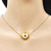 Oro Laminado Pendant Necklace, Gold Filled Style Ball and Hollow Design, Polished, Golden Finish, 04.341.0113.18