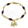 Oro Laminado Charm Bracelet, Gold Filled Style Elephant Design, Polished, Golden Finish, 03.213.0086.07