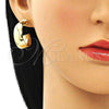 Oro Laminado Stud Earring, Gold Filled Style Chunky Design, Polished, Golden Finish, 02.163.0152
