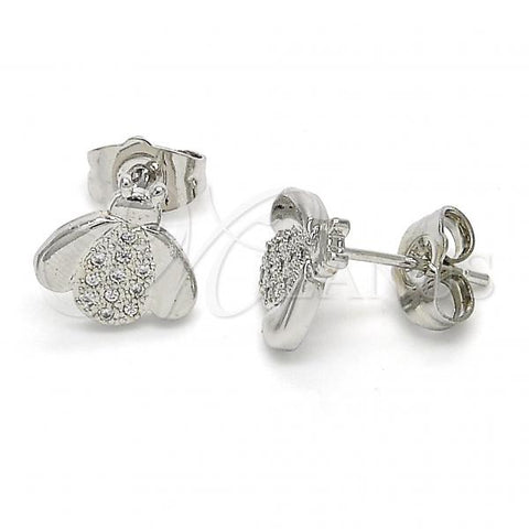 Rhodium Plated Stud Earring, with White Micro Pave, Polished, Rhodium Finish, 02.310.0009.1