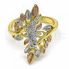Oro Laminado Elegant Ring, Gold Filled Style San Judas Design, Polished, Tricolor, 01.253.0022.09 (Size 9)