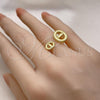 Oro Laminado Elegant Ring, Gold Filled Style Puff Mariner Design, Polished, Golden Finish, 01.196.0001