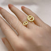 Oro Laminado Elegant Ring, Gold Filled Style Puff Mariner Design, Polished, Golden Finish, 01.196.0001