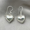 Sterling Silver Dangle Earring, Heart Design, Polished, Silver Finish, 02.399.0017