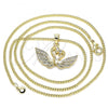 Oro Laminado Pendant Necklace, Gold Filled Style Swan Design, with White Micro Pave, Polished, Golden Finish, 04.344.0017.20