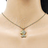 Oro Laminado Fancy Pendant, Gold Filled Style Teddy Bear Design, with White Micro Pave, Polished, Golden Finish, 05.381.0026