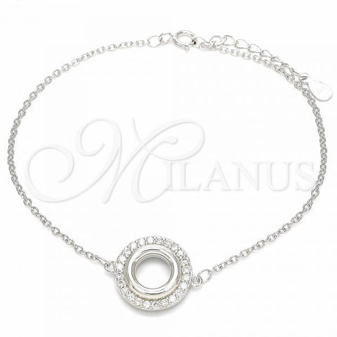 Sterling Silver Fancy Bracelet, with White Cubic Zirconia, Polished, Rhodium Finish, 03.336.0093.07