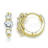 Oro Laminado Huggie Hoop, Gold Filled Style with White Cubic Zirconia, Polished, Golden Finish, 02.210.0490.15