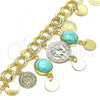 Oro Laminado Charm Bracelet, Gold Filled Style with Light Turquoise Opal, Polished, Golden Finish, 03.331.0119.3.08
