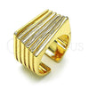 Oro Laminado Elegant Ring, Gold Filled Style Chunky Design, Diamond Cutting Finish, Golden Finish, 01.60.0011