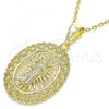 Oro Laminado Religious Pendant, Gold Filled Style San Benito and Heart Design, Polished, Golden Finish, 05.253.0106